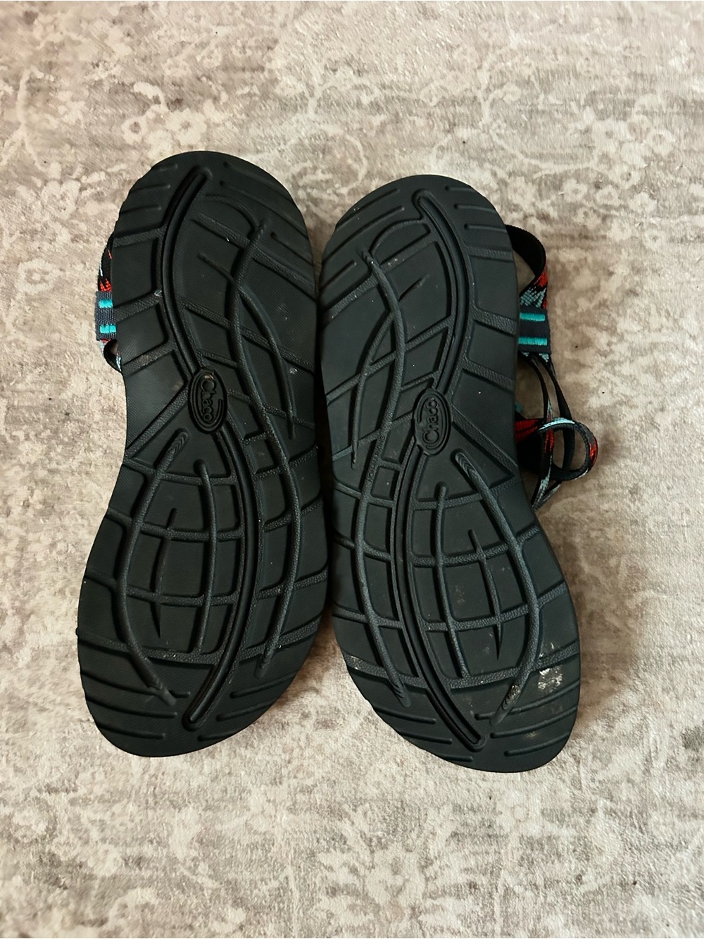 Chaco Black Sandals with Teal and Red Strap Accents Women’s 10 - Picture 4 of 4